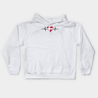 Heartbeat Design Danish Flag Denmark Kids Hoodie